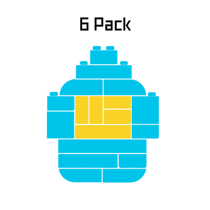Turquoise and Yellow 6 pack